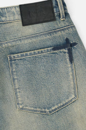 RTA Leather Patch and Cross Embroidery - Back Pocket Detail | RTA
