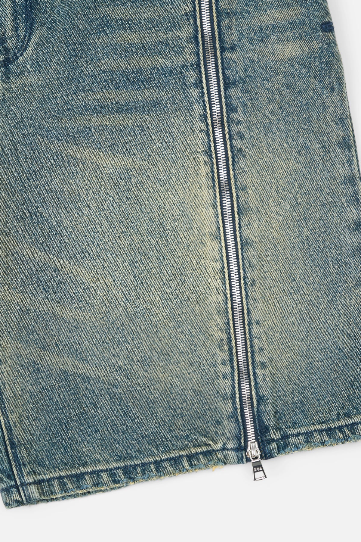 Caleb Denim Short Vertical Zip Accent - Close Up Detail | RTA