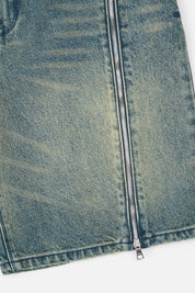 Caleb Denim Short Vertical Zip Accent - Close Up Detail | RTA