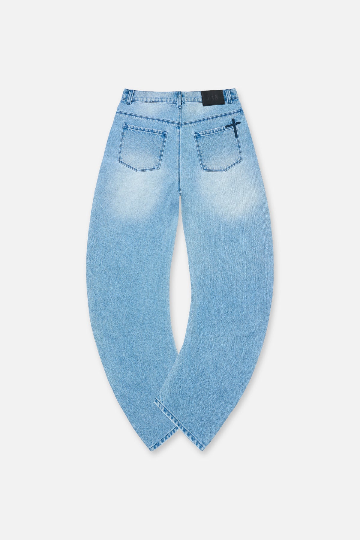 Glacier Blue Xander Barrel Leg Jeans - Flat Lay Back View | RTA