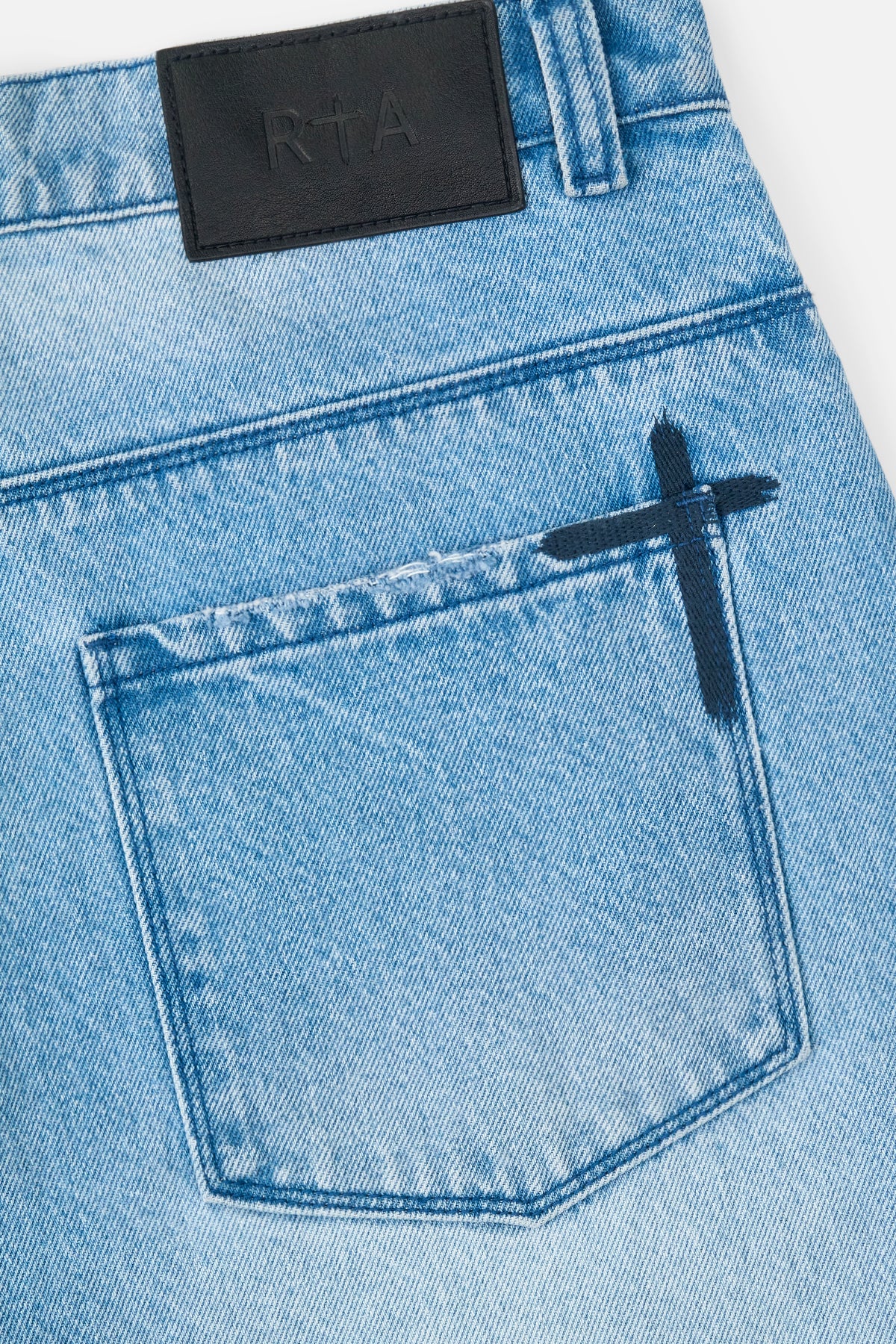 Glacier Blue Xander Jeans Cross Embroidery - Back Pocket Detail | RTA