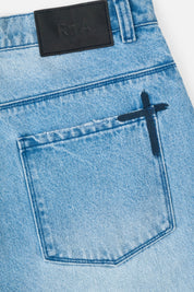Glacier Blue Xander Jeans Cross Embroidery - Back Pocket Detail | RTA