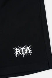 White Spike RtA Logo on Black Cotton Shorts - Hem Detail | RTA