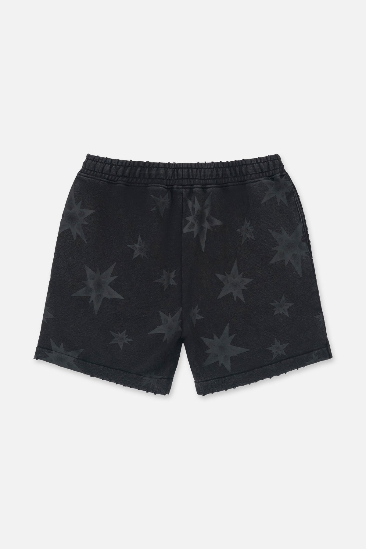 Black Cotton Clyde Shorts with Star Print - Back View | RTA