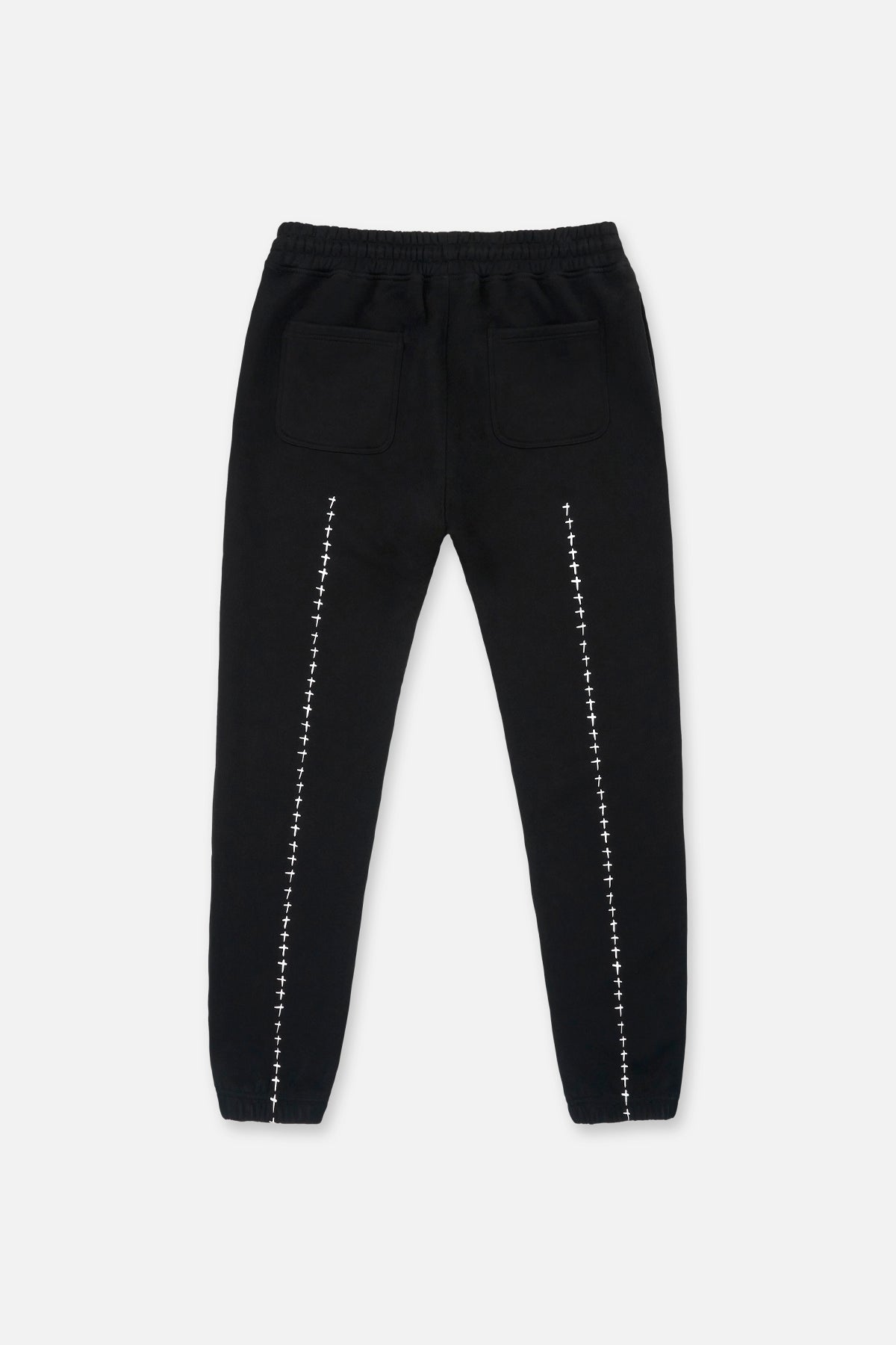 Black Cotton Owen Sweatpants with White Cross Details - Back View | RTA