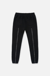 Black Cotton Owen Sweatpants with White Cross Details - Back View | RTA