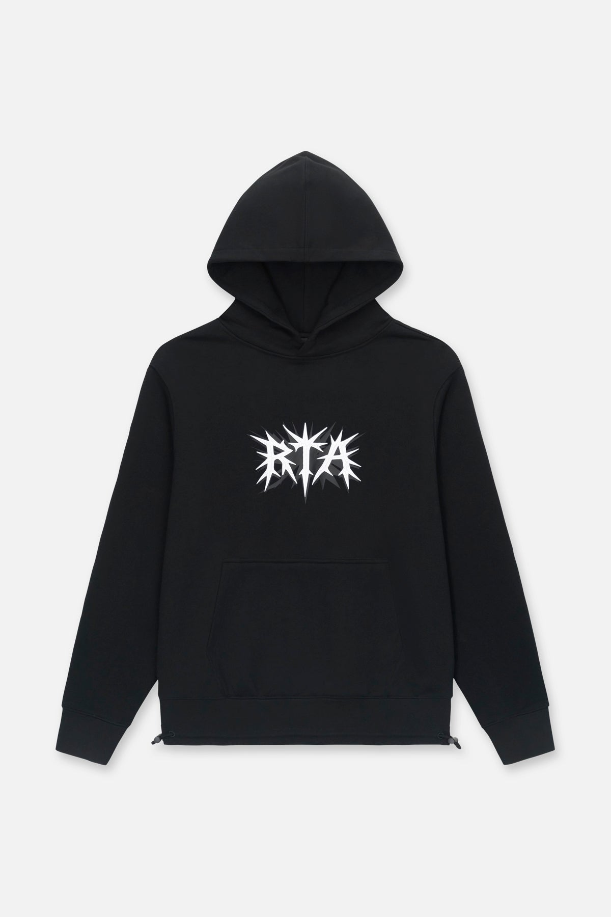 Black Cotton Jordan Oversized Hoodie with Spike RTA Logo - Front View | RTA