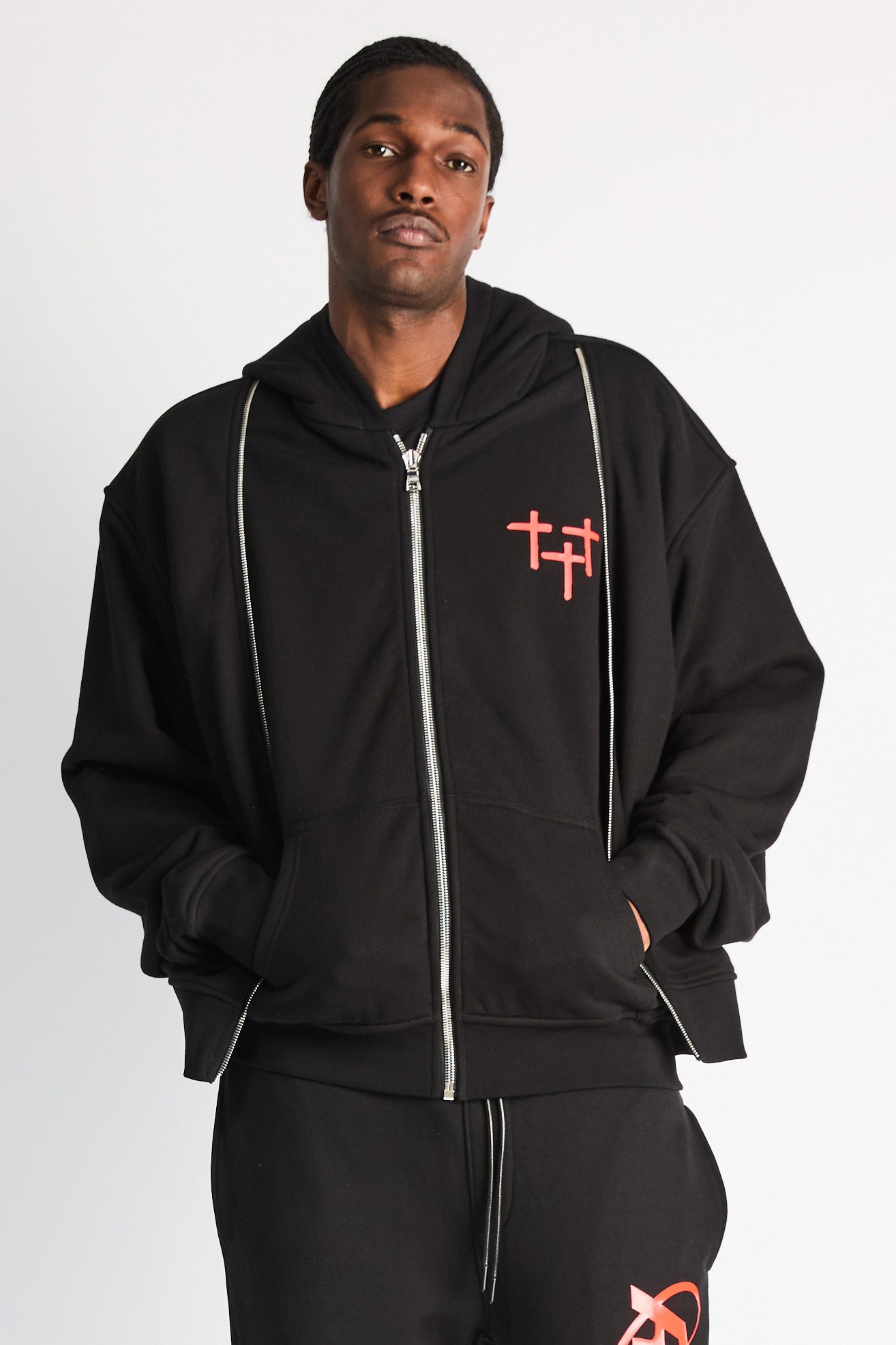 REN LAYERED ZIP UP HOODIE | BLACK PLANETARY RTA