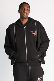 REN LAYERED ZIP UP HOODIE | BLACK PLANETARY RTA
