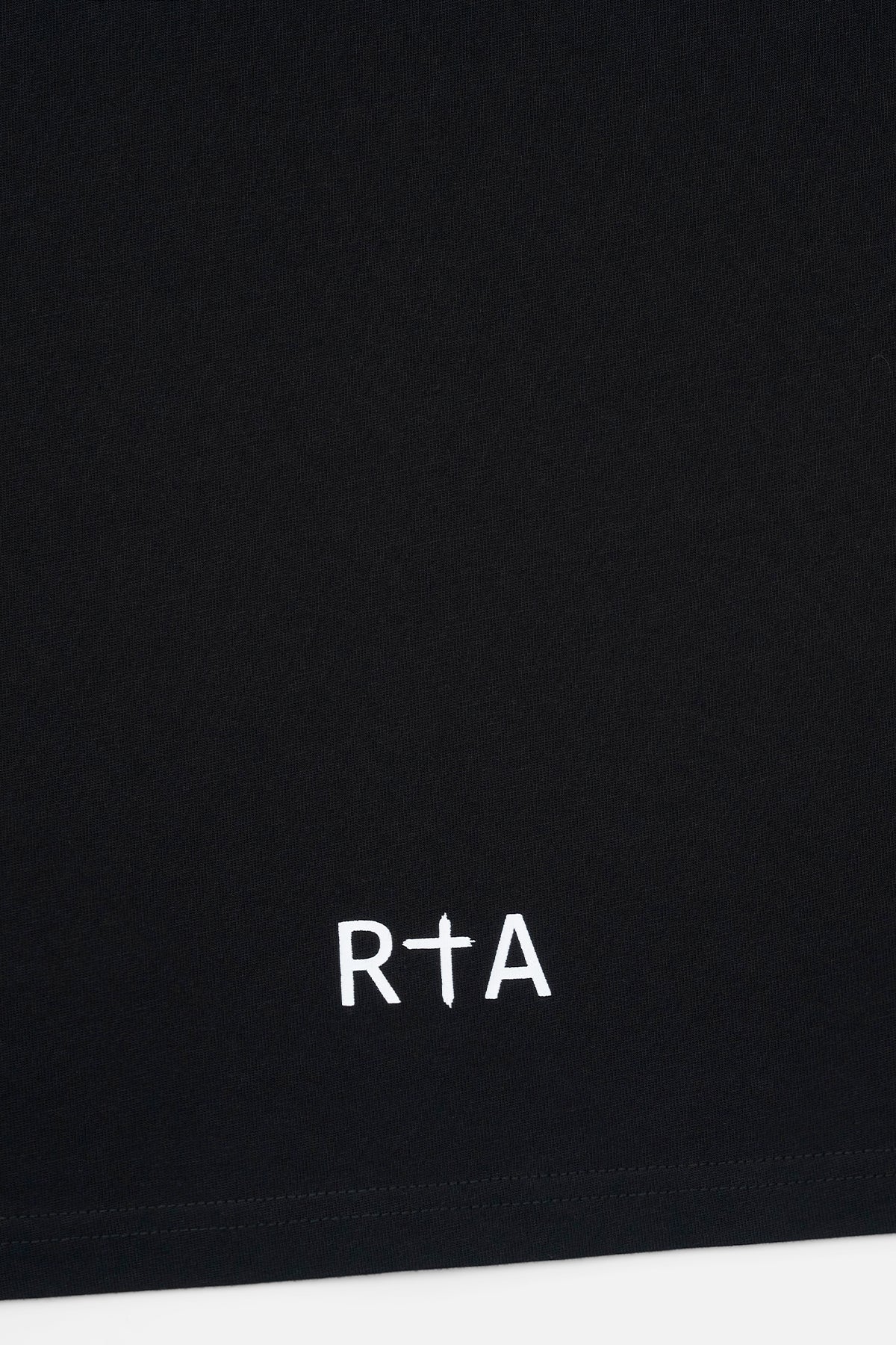 Black Cotton Designer Tee RtA Logo Detail - Bottom Hem | RtA