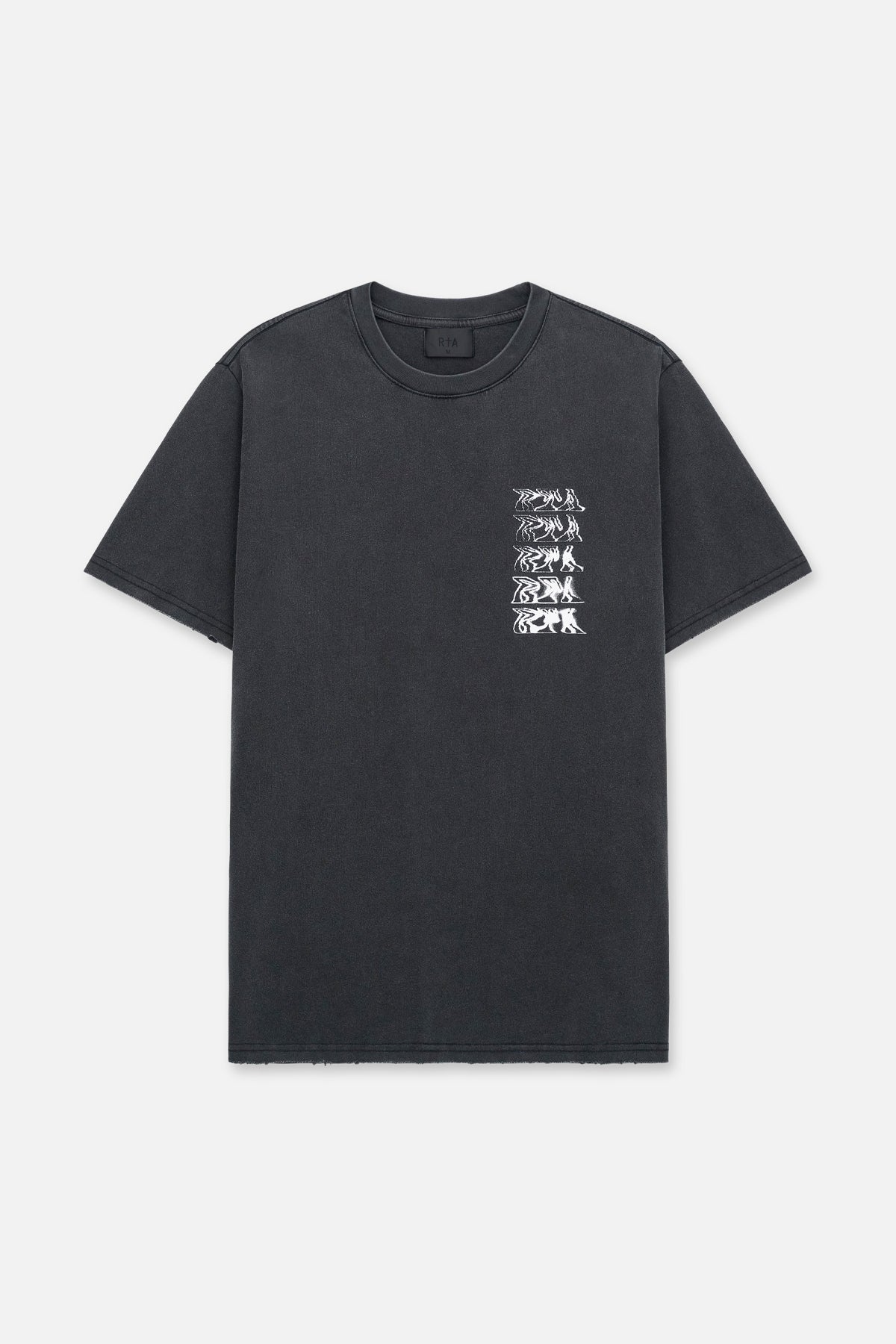 Black Cotton Liam Short Sleeve Tee with Stacked RtA Graphics - Front View | RtA