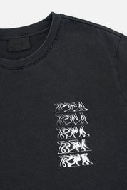 Black Cotton Liam Short Sleeve Tee - Chest Graphic Detail Close-Up | RtA