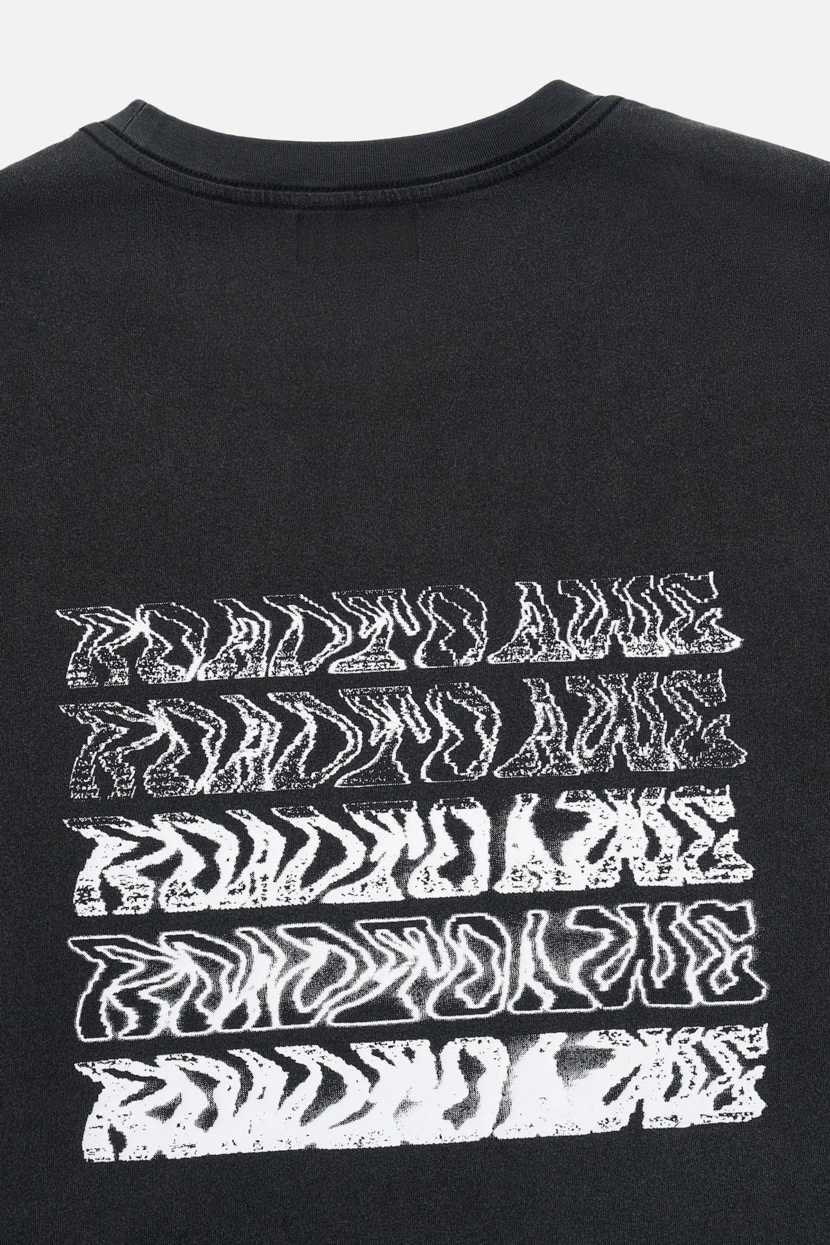 Black Cotton Liam Short Sleeve Tee - Back Logo Print Detail Close-Up | RtA