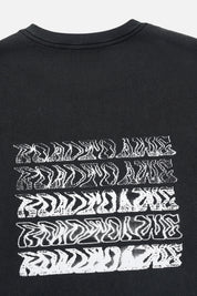 Black Cotton Liam Short Sleeve Tee - Back Logo Print Detail Close-Up | RtA