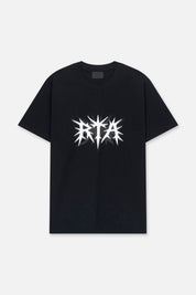 Black Cotton Liam Spike Logo Tee - Front View | RTA