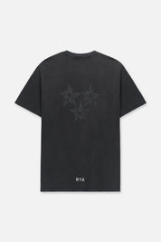 Black Cotton Streetwear Tee with Star Pattern - Back View | RTA