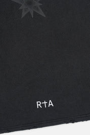 Black Smoky Stars Tee RTA Logo - Hem Detail Close-Up | RTA