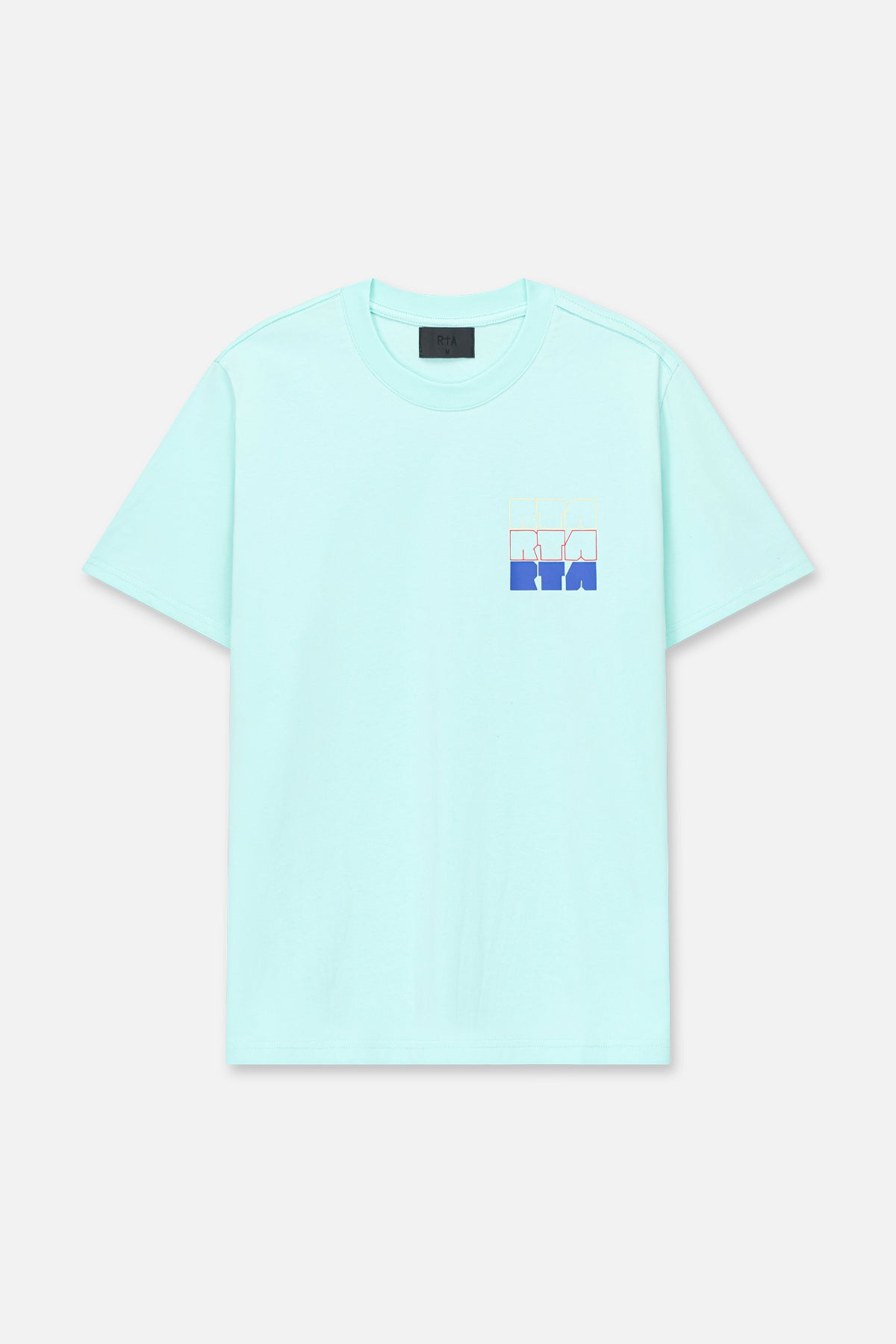 Turquoise Cotton Colin Oversized Tee with RtA Stacked Logo - Front View | RTA