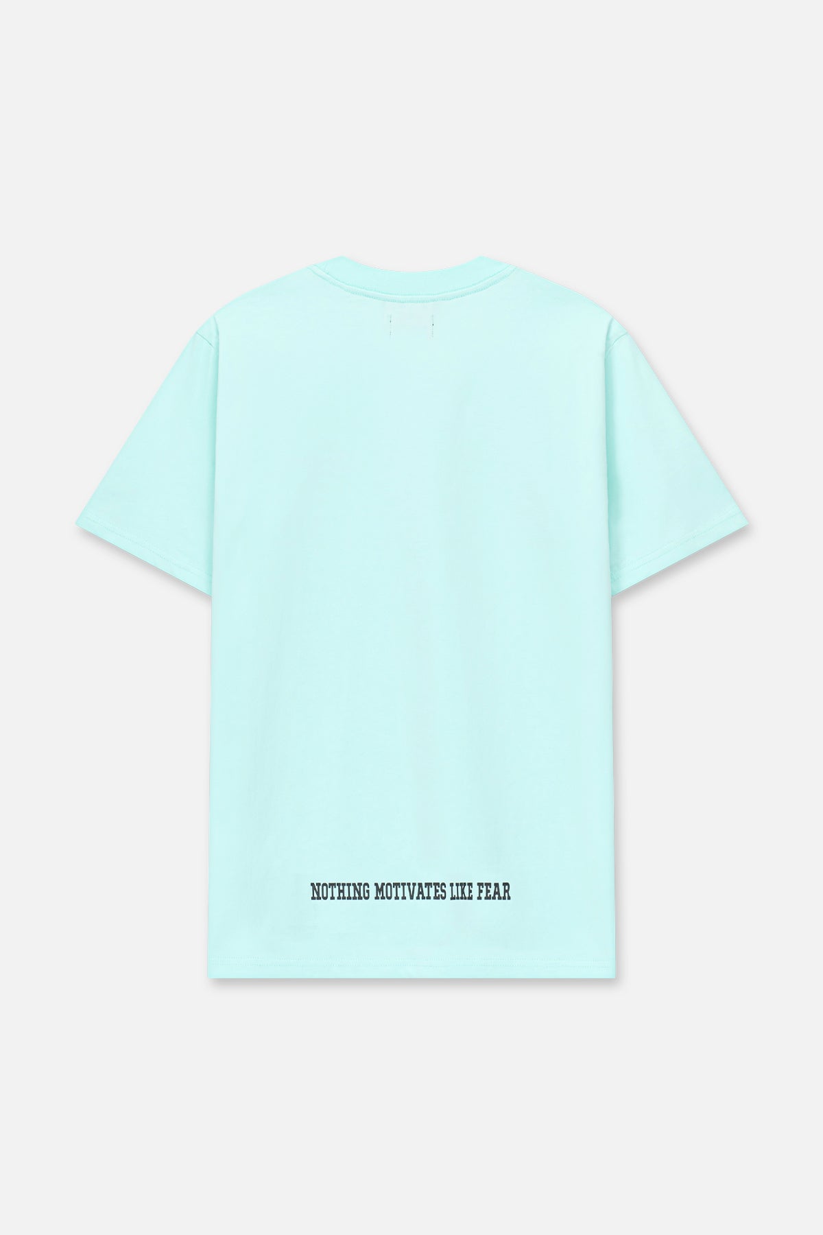 Turquoise Cotton Colin Oversized Tee Nothing Motivates Like Fear - Back View | RTA