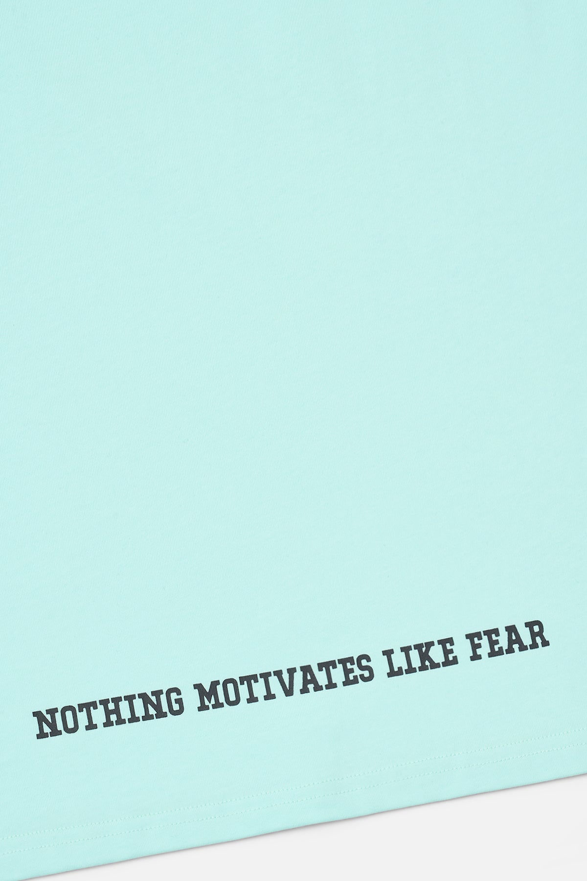 Turquoise Cotton Colin Oversized Tee Nothing Motivates Like Fear - Back Graphic Detail | RTA
