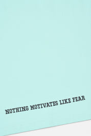 Turquoise Cotton Colin Oversized Tee Nothing Motivates Like Fear - Back Graphic Detail | RTA