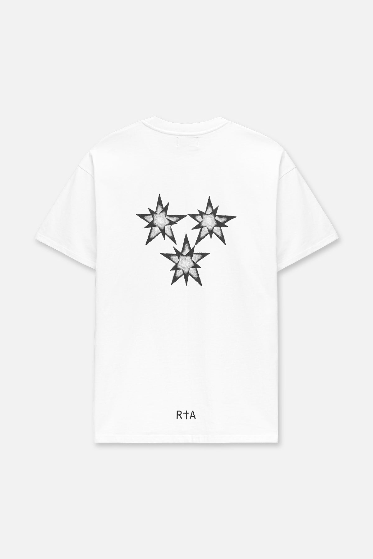 White Cotton Colin Oversized Tee with Smoky Star Graphics - Back View | RTA