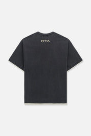 Black Cotton Elian Double Layered Tee - Back View | RTA