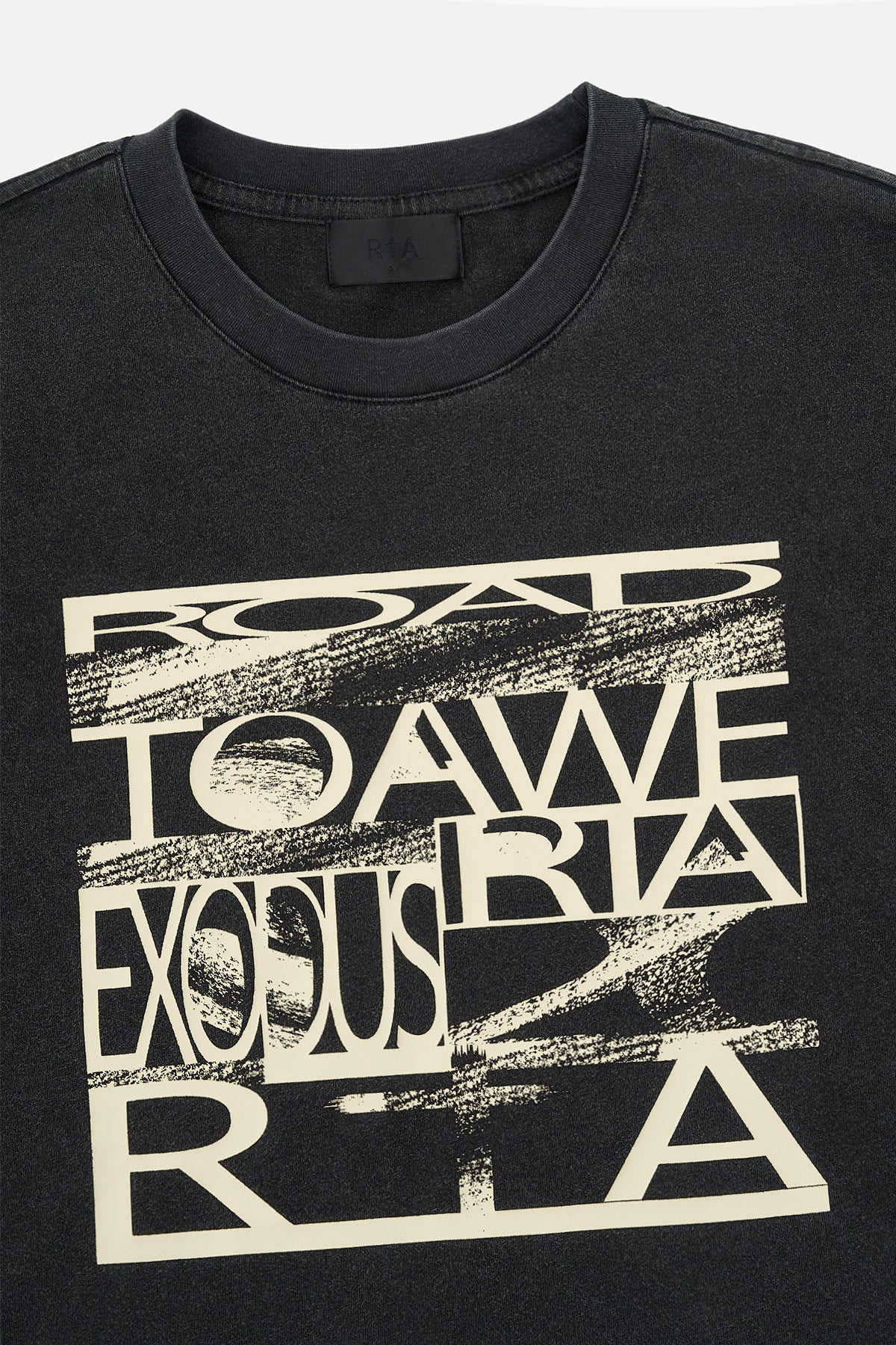 Black Cotton Elian Double Layered Tee - Chest Graphic Detail | RTA