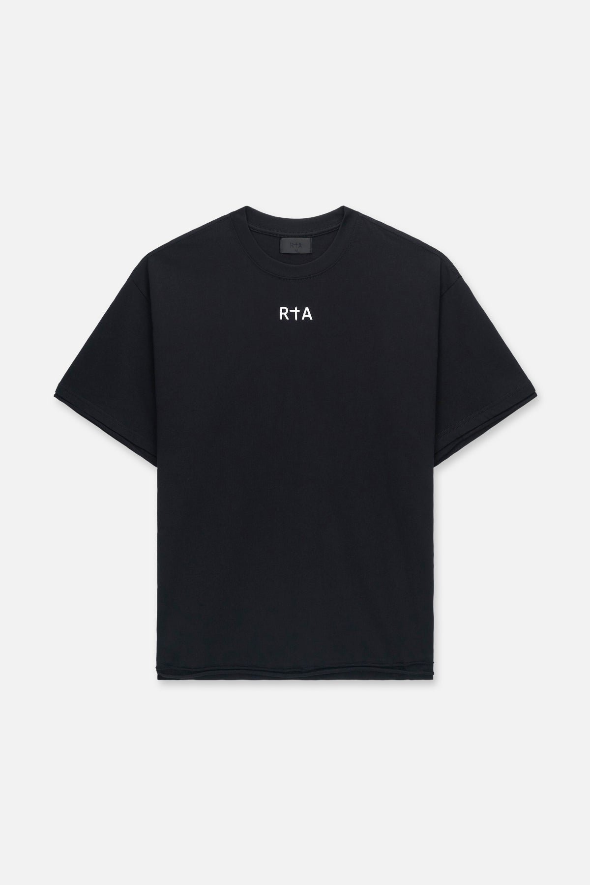 Black Cotton Elian Double Layered Tee - Front View with RtA Logo | RTA