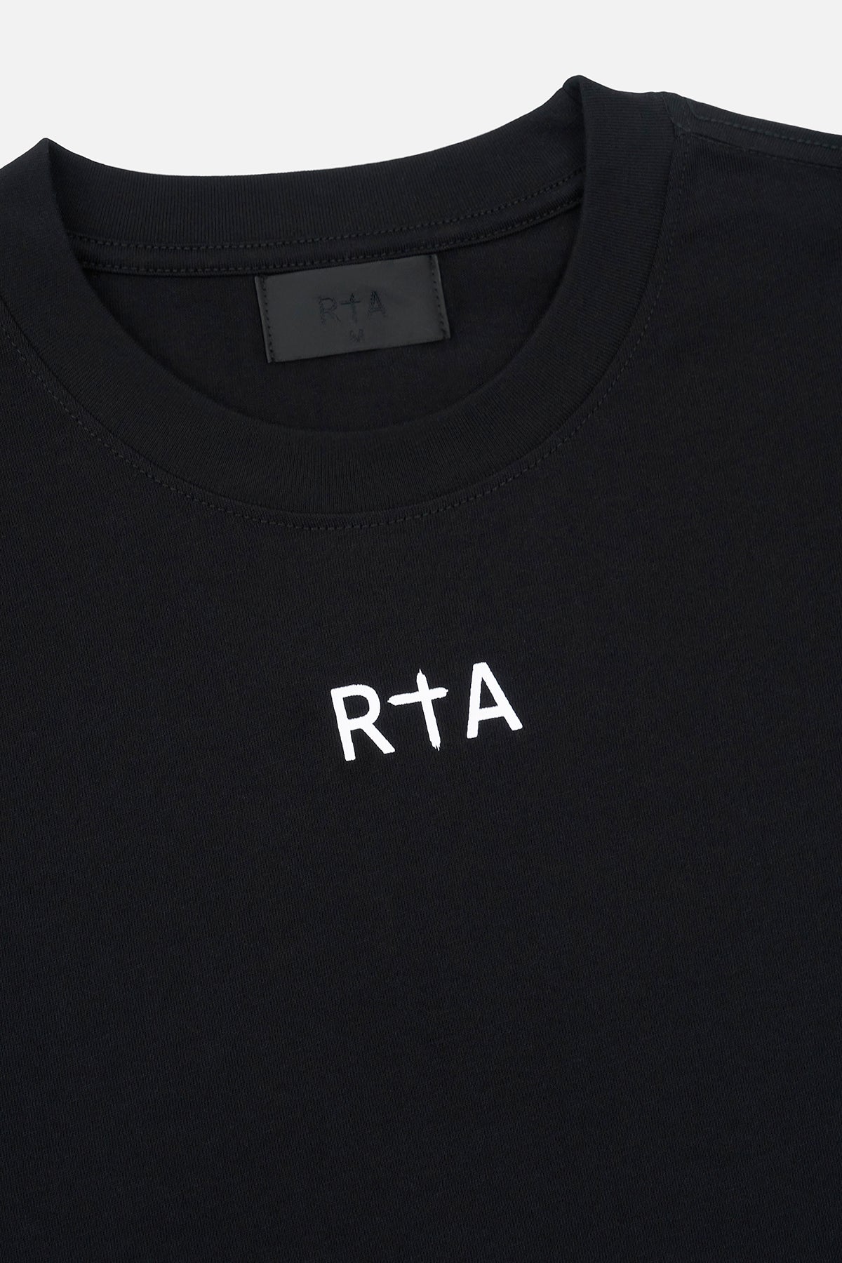 Black Cotton Elian Double Layered Tee - Chest Logo Detail | RTA