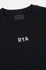 Black Cotton Elian Double Layered Tee - Chest Logo Detail | RTA