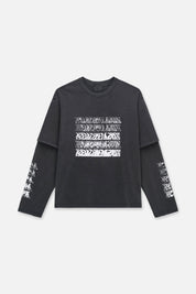 LORIS DOUBLE LAYERED LONG SLEEVE TEE | BLACK SMOKY RTA