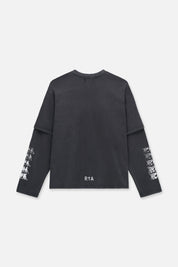 LORIS DOUBLE LAYERED LONG SLEEVE TEE | BLACK SMOKY RTA
