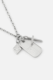 RION CHARM TAG NECKLACE | SILVER MULTI CHARM