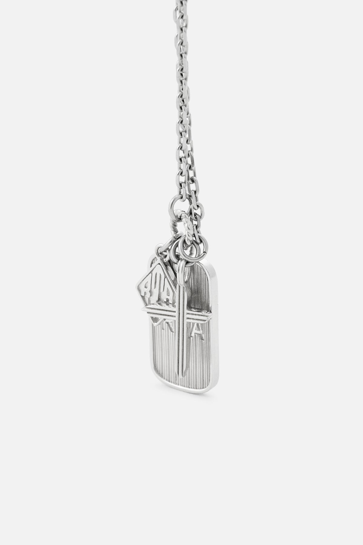 RION CHARM TAG NECKLACE | SILVER MULTI CHARM