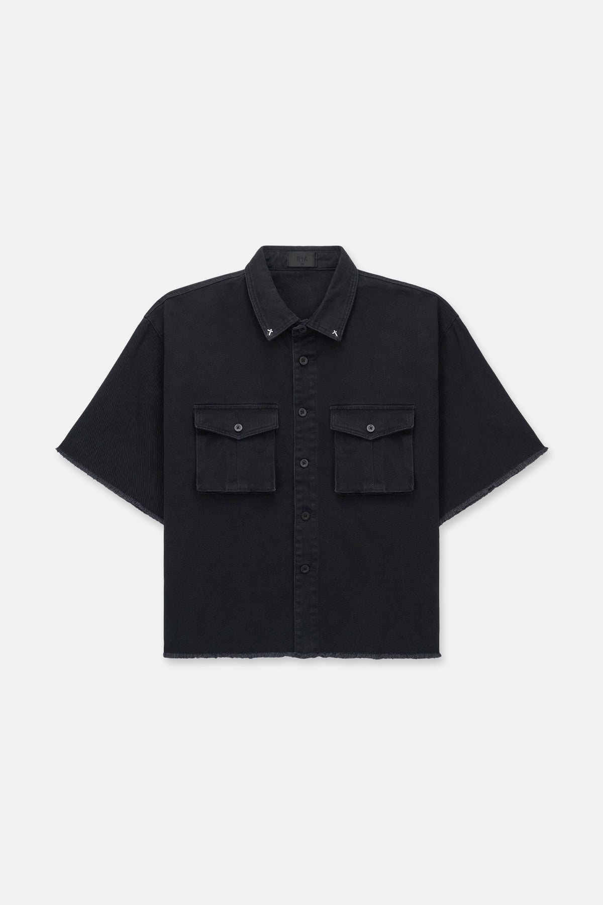 Black Denim Cropped Shirt - Front View | RtA