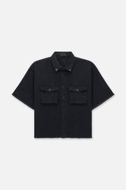 Black Denim Cropped Shirt - Front View | RtA