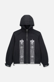 Black Nylon Zayden Windbreaker - Front View Flat Lay | RtA