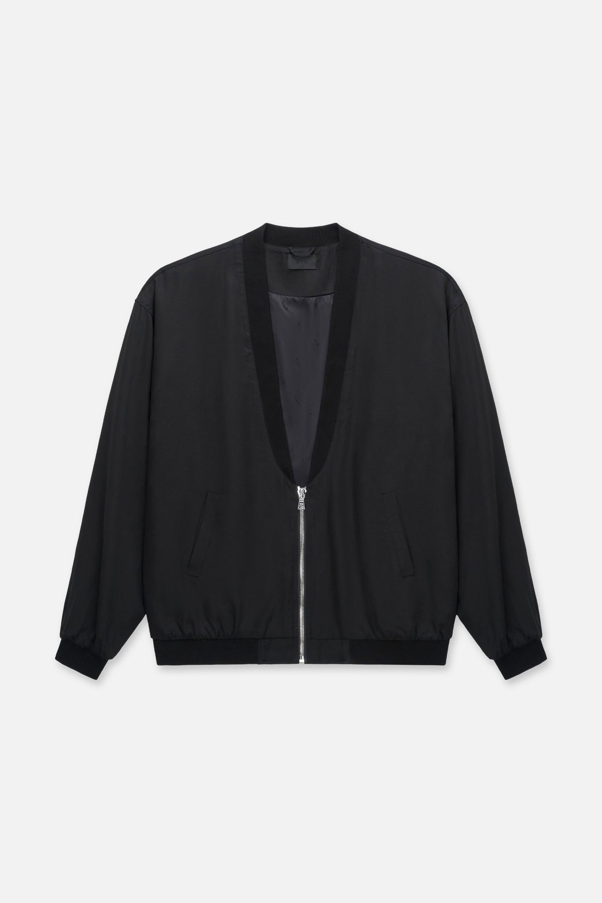 Black Leonard Bomber Jacket - Flat Lay Front | RTA