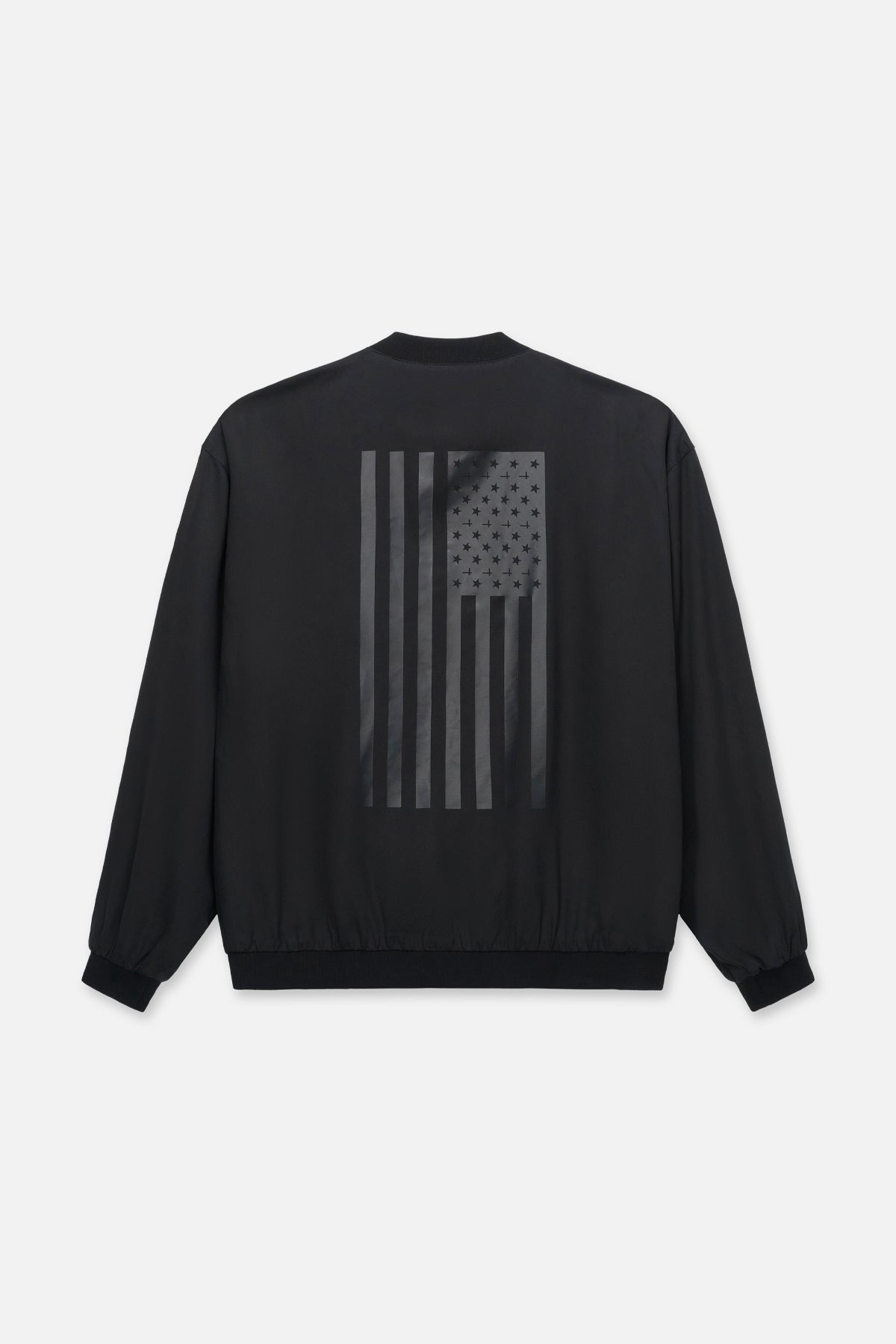 Black Leonard Bomber Jacket - Flat Lay Back View | RTA