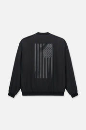Black Leonard Bomber Jacket - Flat Lay Back View | RTA