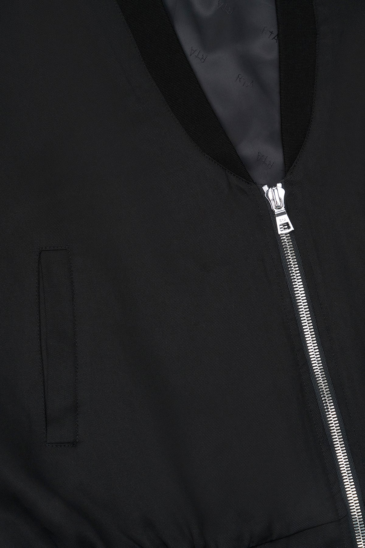 Black Leonard Bomber Jacket - Zipper Detail Close-Up | RTA