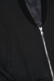 Black Leonard Bomber Jacket - Zipper Detail Close-Up | RTA