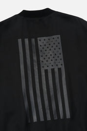 Black Leonard Bomber Jacket - American Flag Graphic Detail | RTA