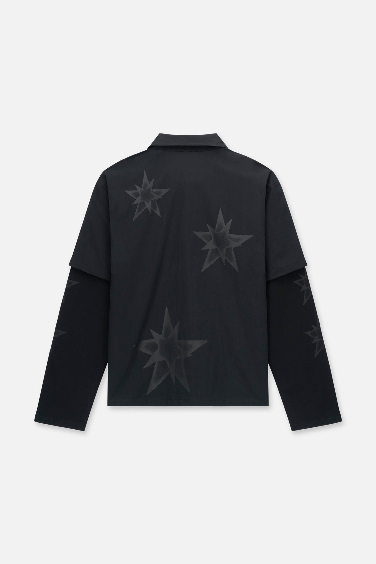 Black Erik Double Layered Shirt with Star Graphics - Back View | RTA