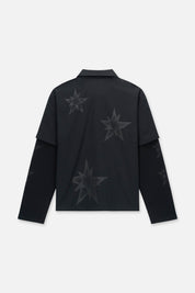 Black Erik Double Layered Shirt with Star Graphics - Back View | RTA