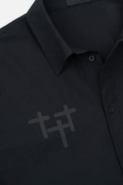 Black Erik Shirt RTA Cross Graphics - Chest Detail Close-up | RTA