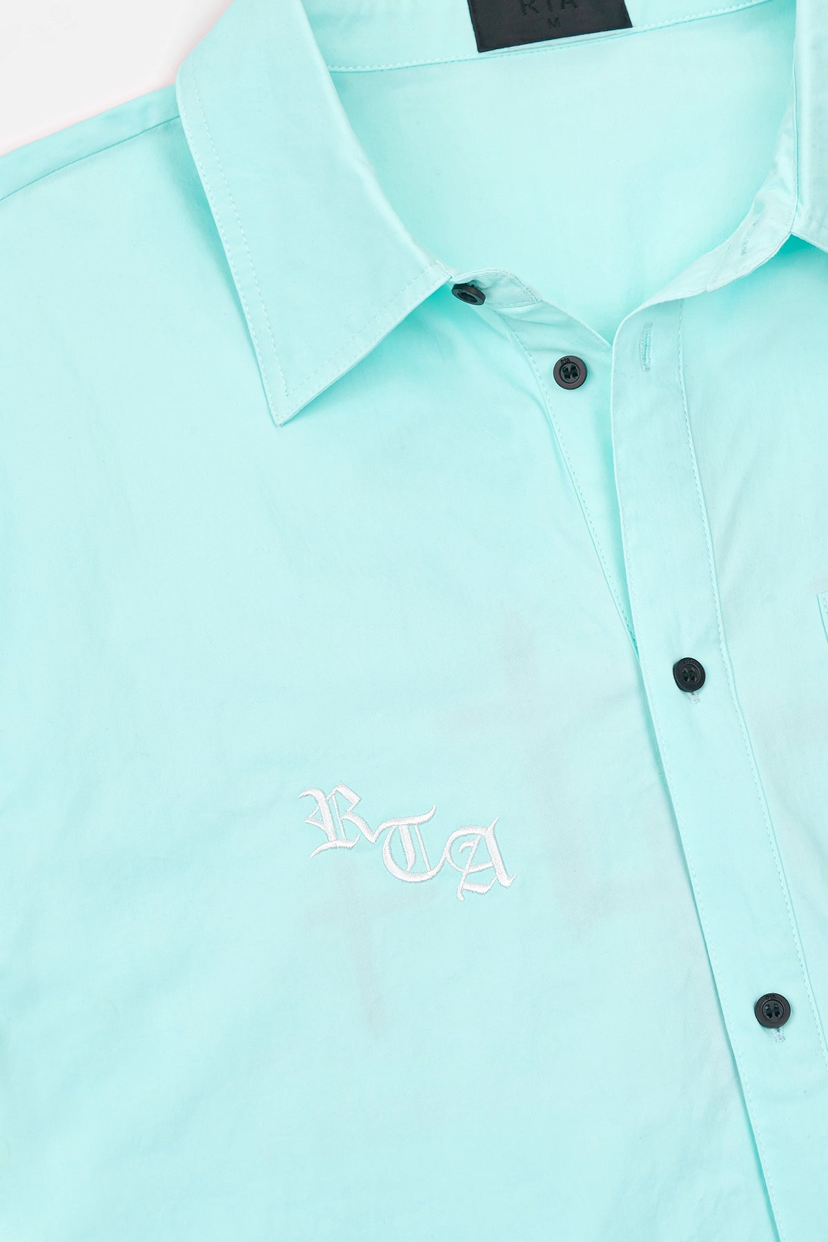 Light Blue Cotton Erik Double Layer Shirt - Front Collar Detail with RTA Embroidery | RTA