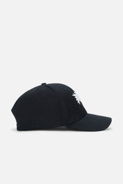 Black Streetwear Hat with White Embroidery - Side Profile | RTA