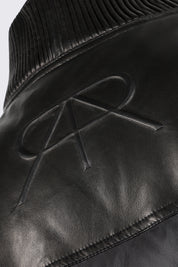 LEATHER CONTRAST PUFFER JACKET